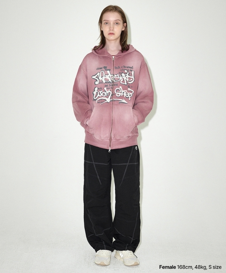【mahagrid】24FW★ SPRAY GRAFFITI ZIP UP HOODIE SPRAY GRAFFITI ZIP UP HOODIE [PINK] - MAHAGRID