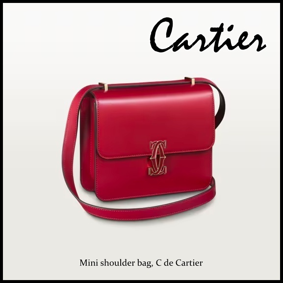 国内発送★Cartier差し色赤 C ドゥ カルティエ ショルダーバッグ