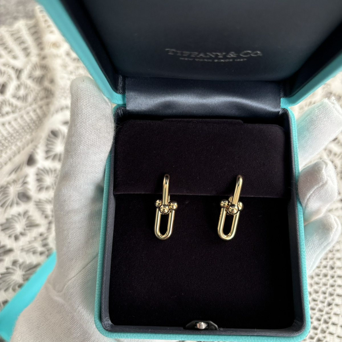 （直営店）Tiffany & Co. ミディアム リンク ピアス ティファニー ハードウェア リンク ピアス ローズゴールド