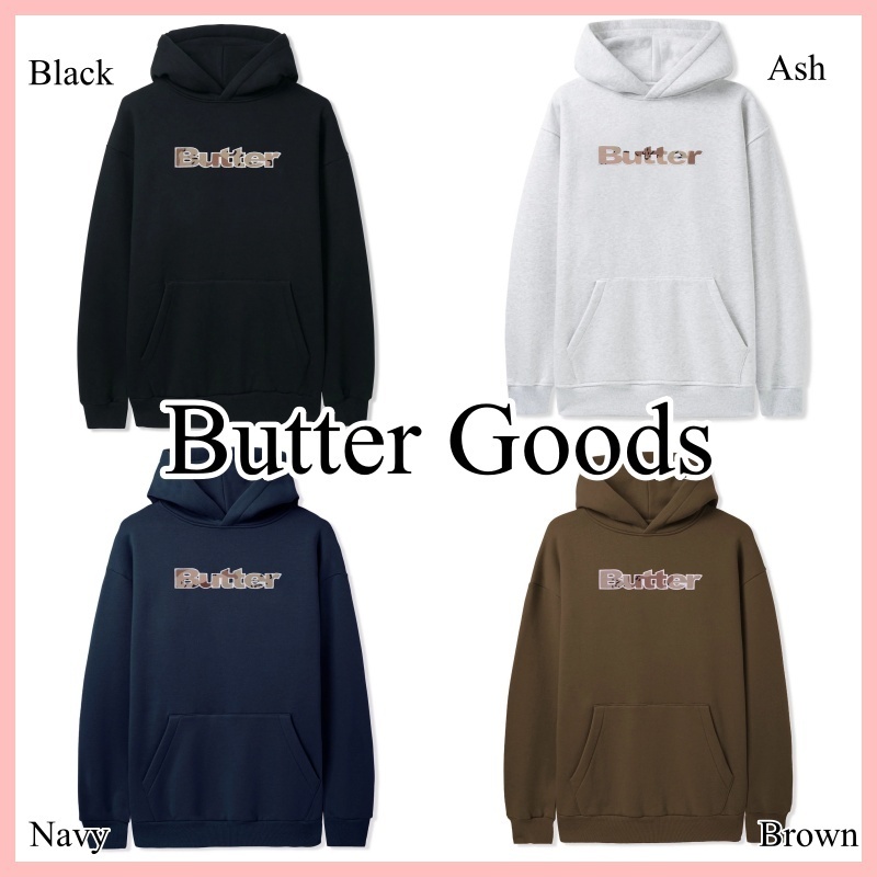 Butter Goods ロゴ Camo アップリケ プルオーバー フーディ 4色