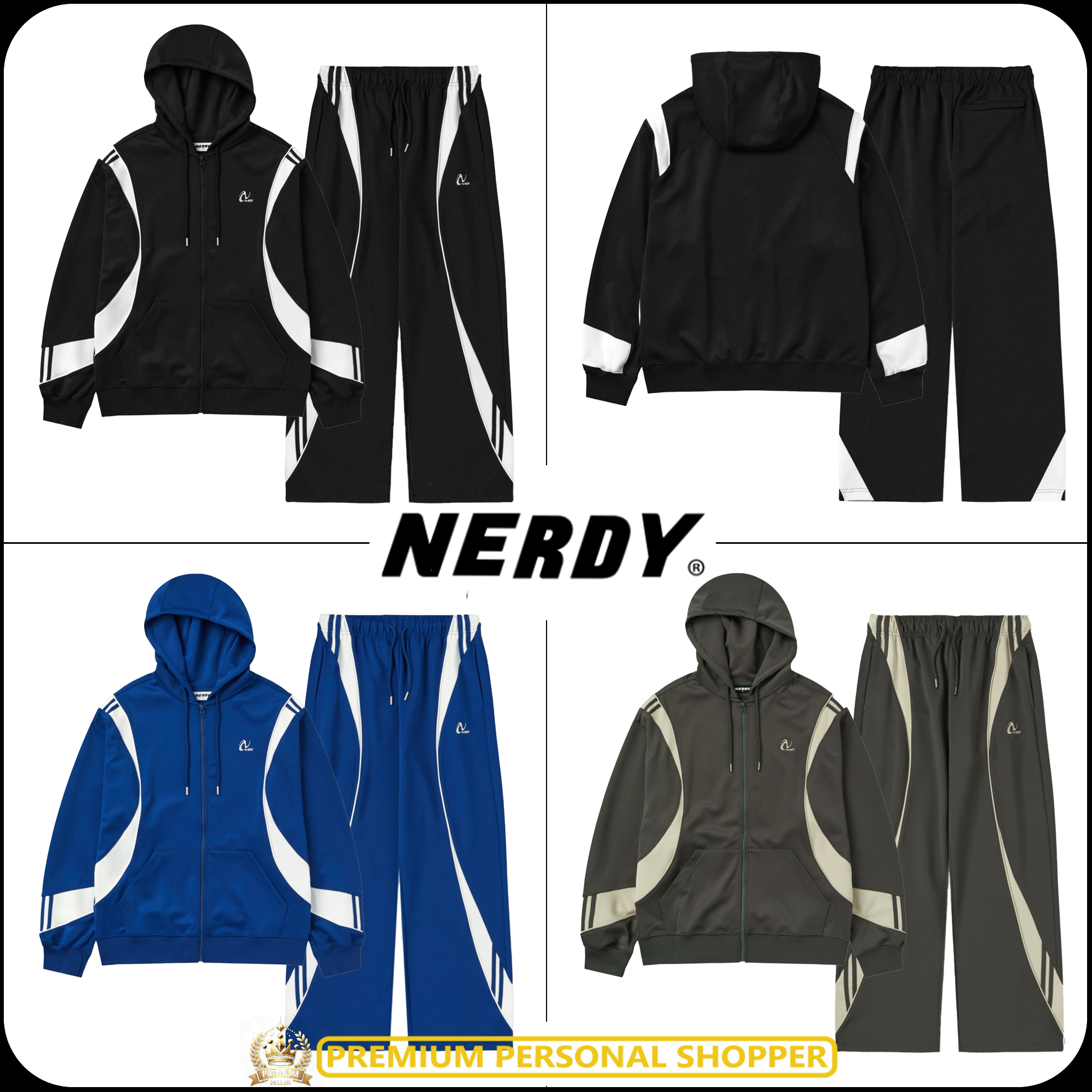 [ NERDY ]★24FW★韓国人気★CURVED LINE HOODIE TRACK SET