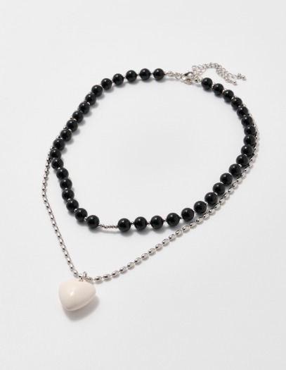 Onyx Layered Heart Necklace★樹脂着用★DENU