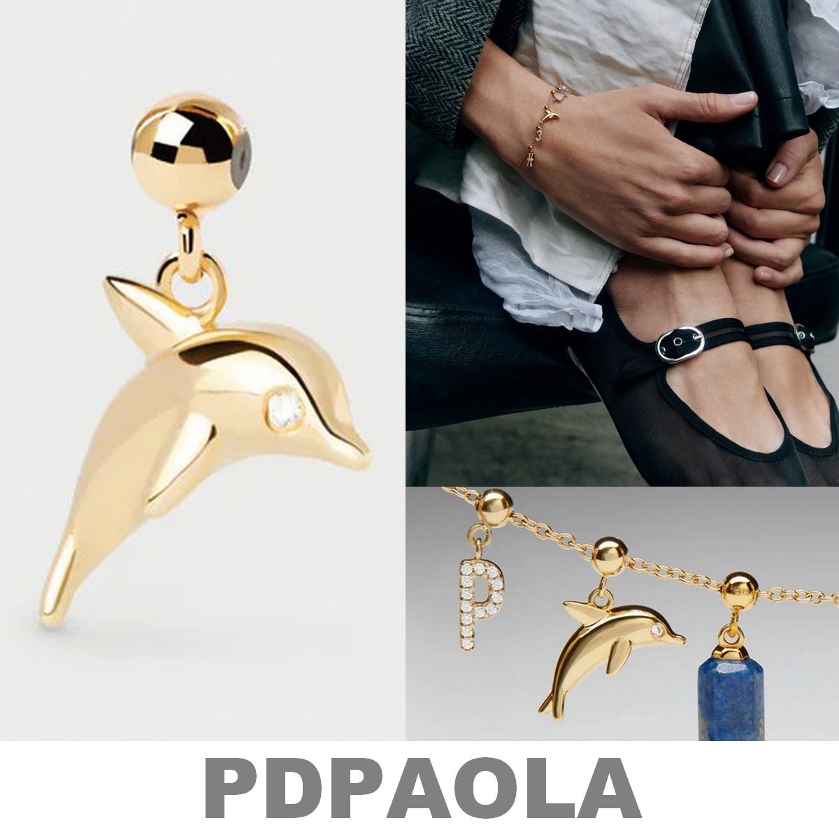 【LB掲載】限定◆PDPAOLA イルカモチーフネックレスチャーム◆
