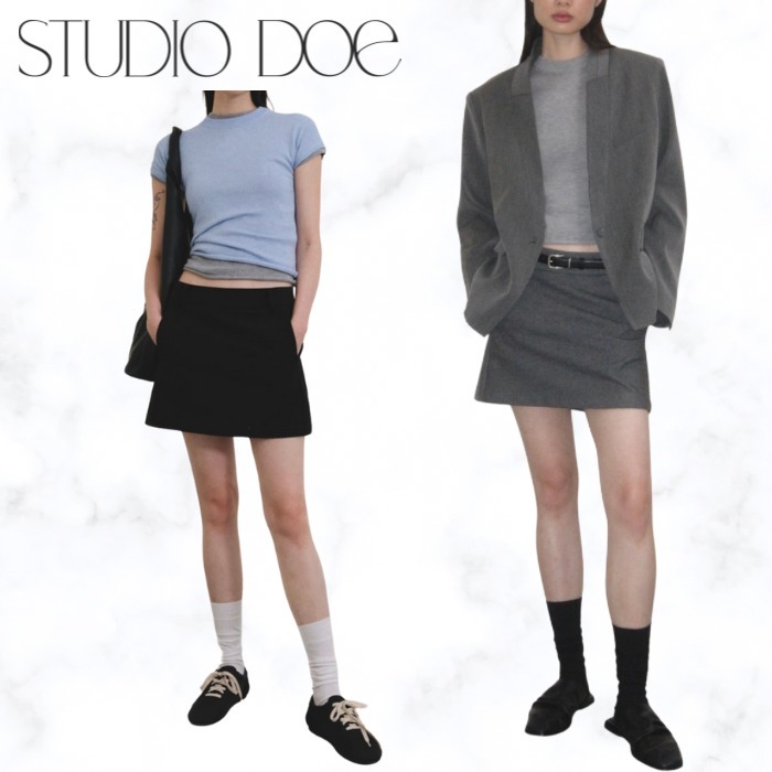 台湾発ブランド【STUDIO DOE】軽量起毛Aラインショートスカート