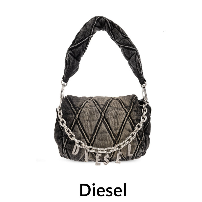 DIESEL ディーゼル ロゴチャームデニムショルダーバッグ