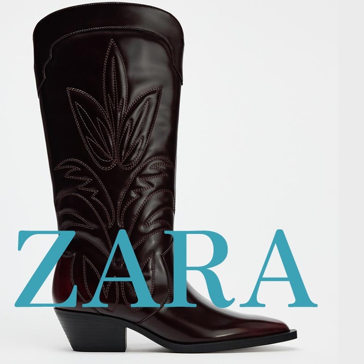 ZARA】刺繍入りラスティックブーツ | 3014/410