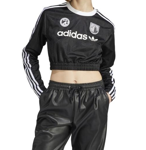 adidas Adicolor Soccer Jacquard Crop Long-Sleeve Top - Blue