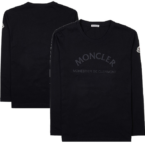 MONCLER☆ロゴプリント コットン 長袖 Tシャツ ブラック