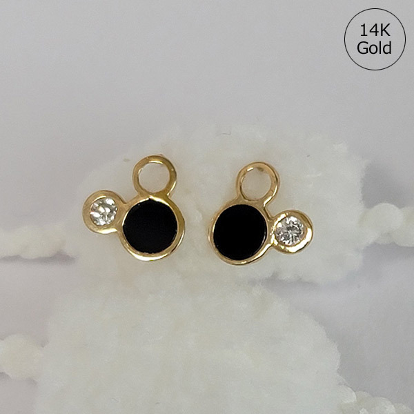 韓国【14K】(14金) onxy Mickey Mouse earring ピアス