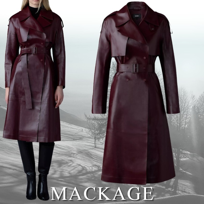 MACKAGE マッカージュ トレンチコート カルメラレザー ベルト