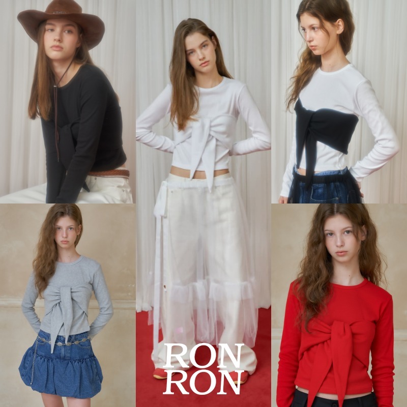 【RONRON】24fw KNOT BUSTIER RIBBON LONG SLEEVE T SHIRT