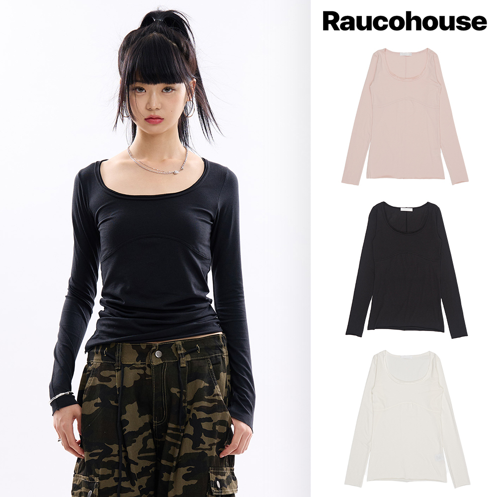 【Raucohouse】Petina wide-neck long sleeve