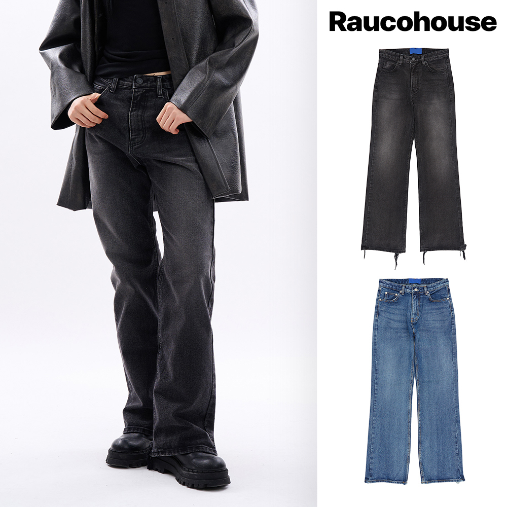 【Raucohouse】Bega rough crop bootcut denim pants