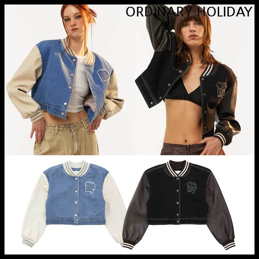 ●ORDINARY HOLIDAY●DENIM LEATHER VARSITY JUMPER ジャケット
