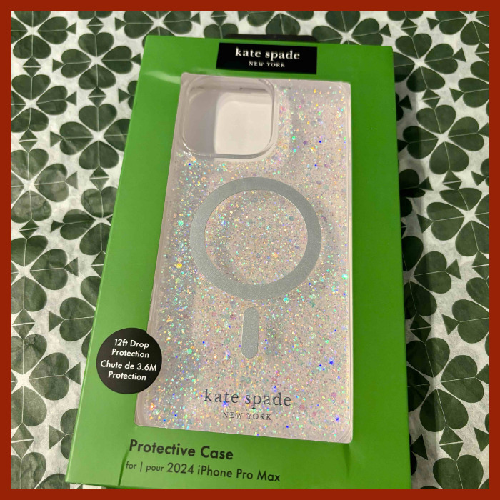 kate spade iPhone16ProMaxケース Chunky Glitter MagSafe