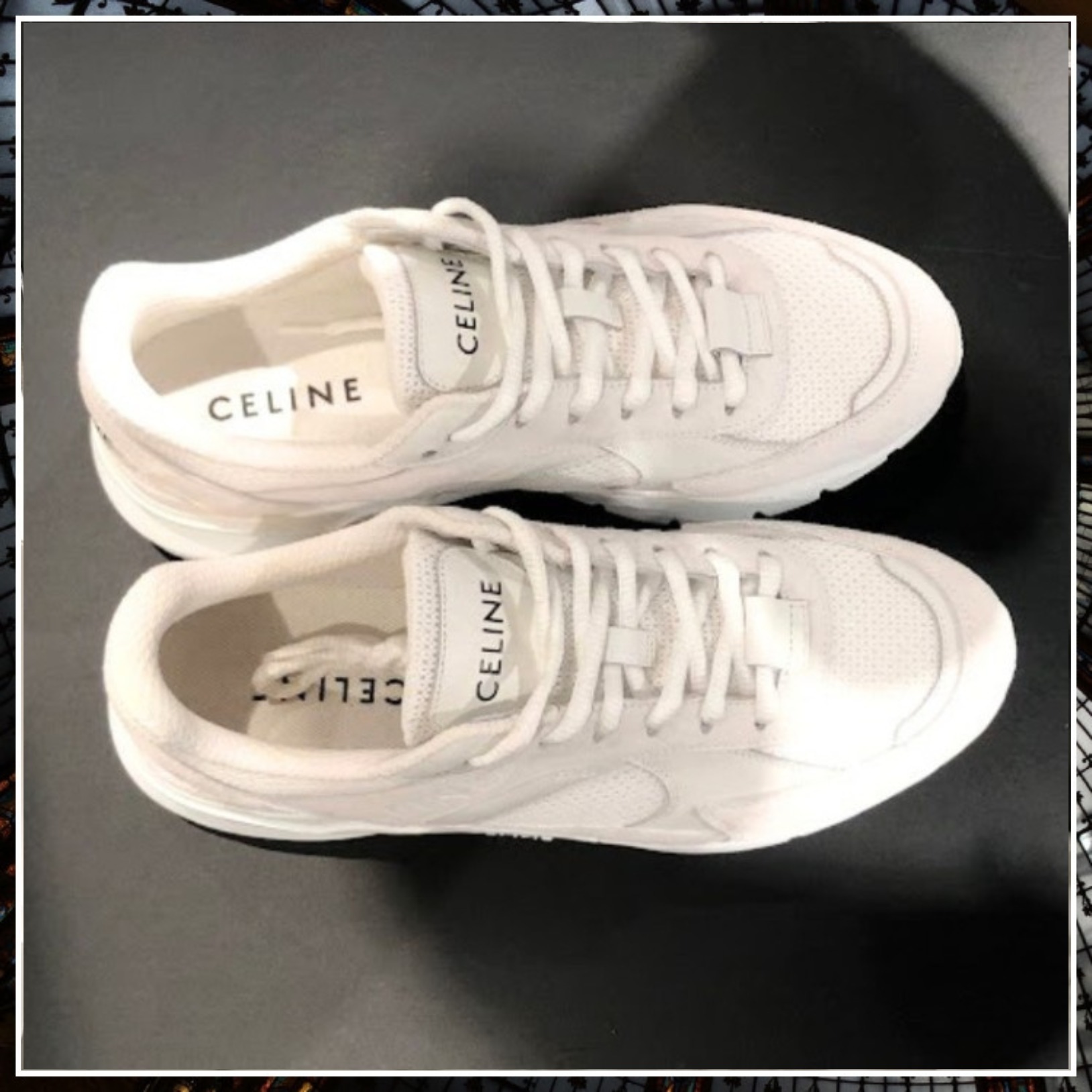 CELINE 上品 ロートップスニーカー 人気 ロゴ 白 RUNNER CR-03