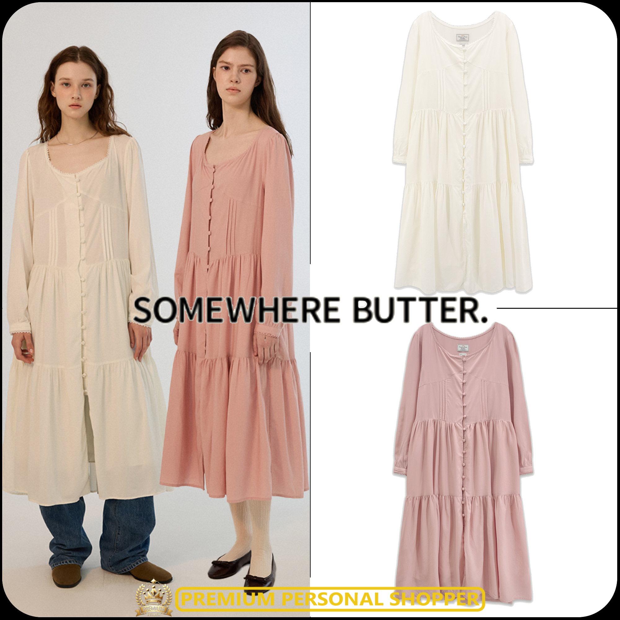 [SOMEWHERE BUTTER]24FW★韓国人気★Evelyn Lace Long Dress