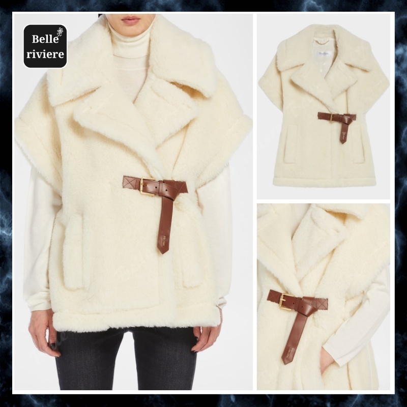 24PF new/Max Mara Newbavoウールブレンドケープ Cape White