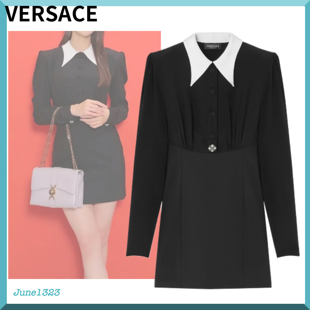 モデルめるるさん着用【VERSACE】パールディテール ミニドレス