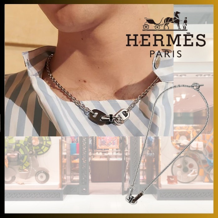 【シェーヌダンクルモチーフ/Noir】HERMES ネックレス Maillon