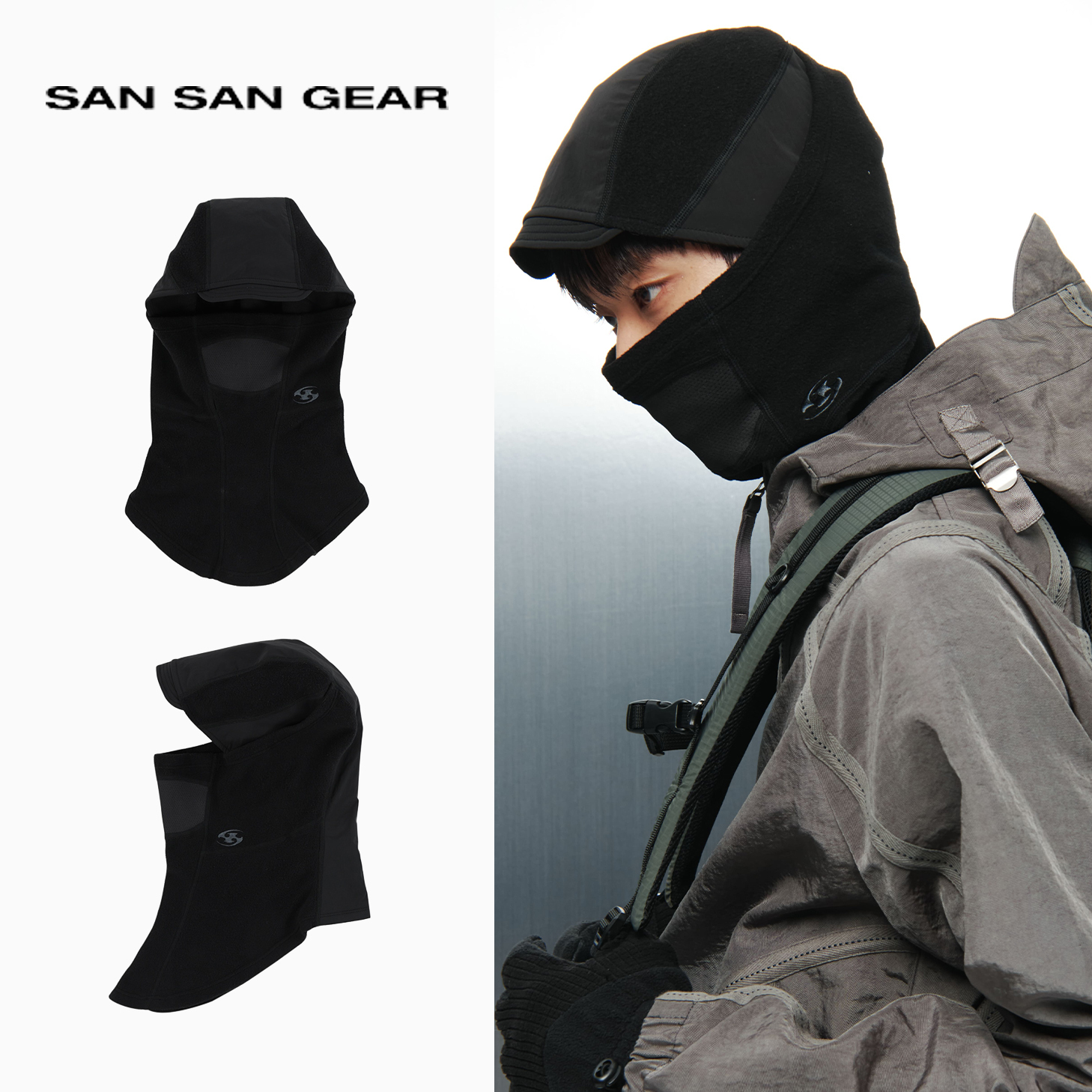 帽子その他 SAN SAN GEAR : 24FW / FLEECE NYLON BALACLAVA (BLACK)