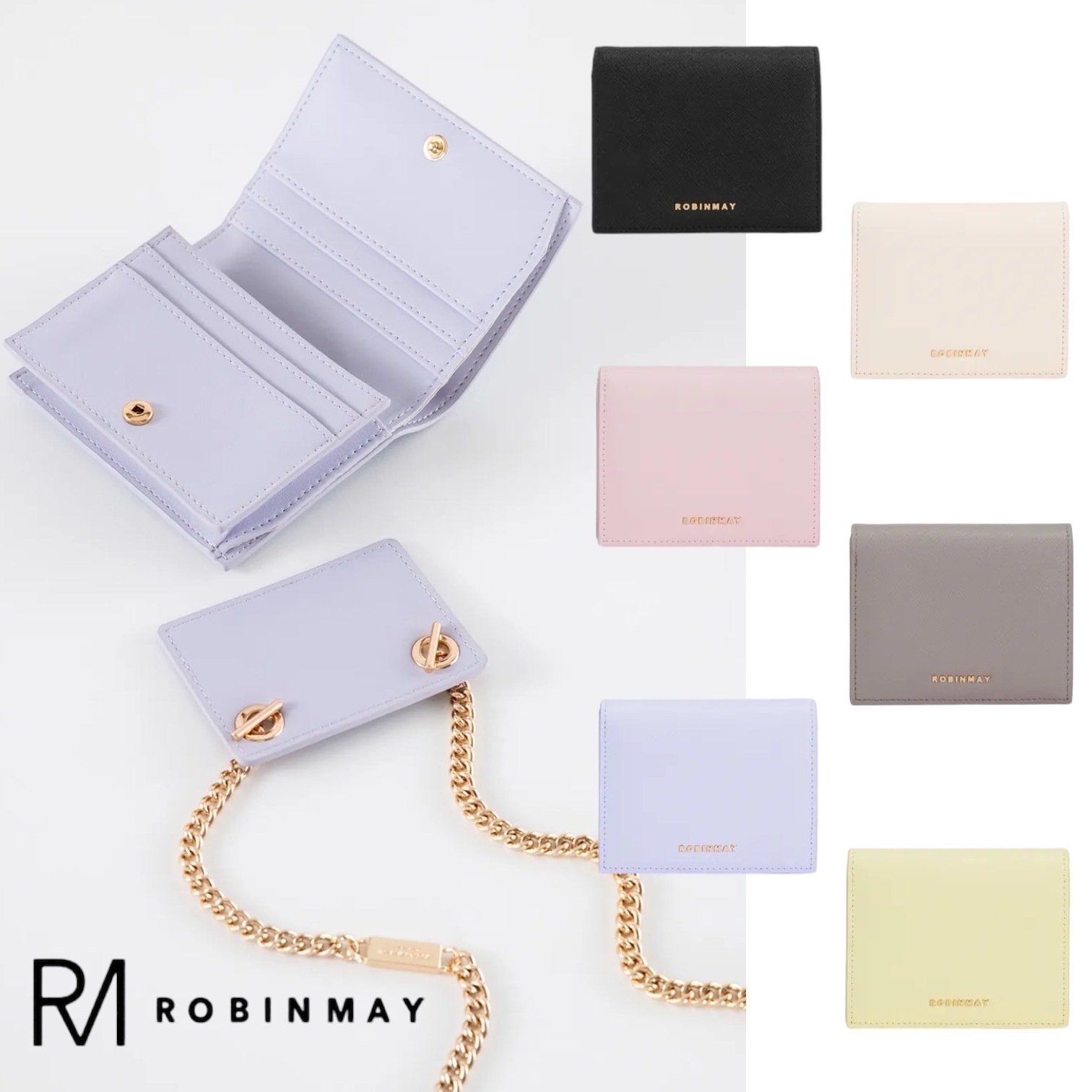ROBINMAY 柏金真皮方塊鐵錬短夾 チェーン ミニウォレット/送料込