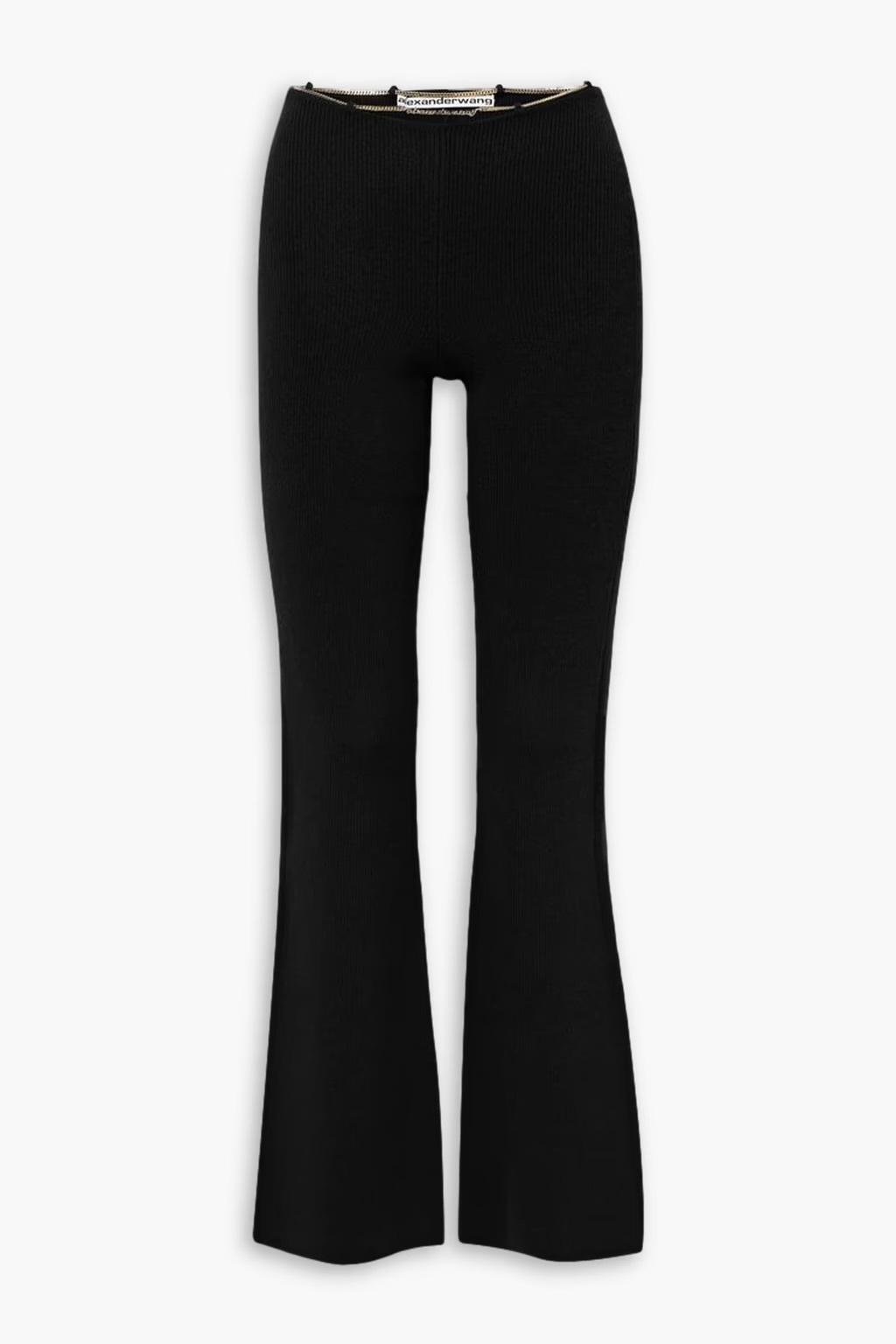 Alexander Wang★リブニットウール混 フレアパンツ チェーン付き ALEXANDER WANG】リブニットウール混 フレアパンツ チェーン付