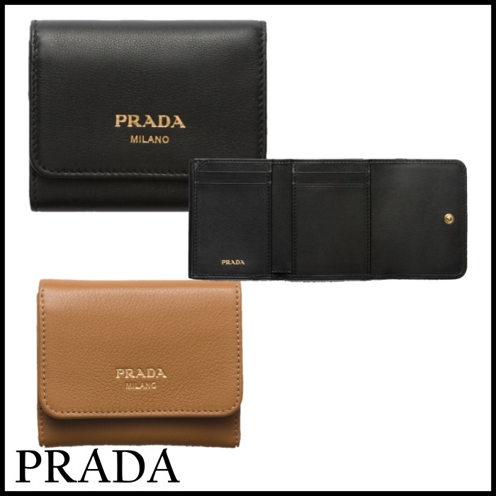 PRADA 国内買付 ソフトグレインレザー 三つ折り財布