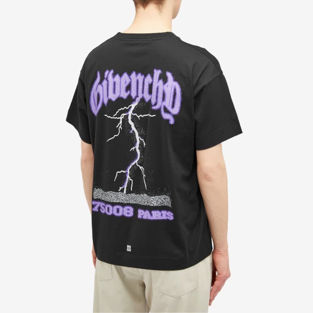 主役級 ジバンシィ Ｔシャツ コットン 稲妻プリント 4Gロゴ 黒 主役級 ジバンシィ Tシャツ コットン 稲妻プリント 4Gロゴ 黒