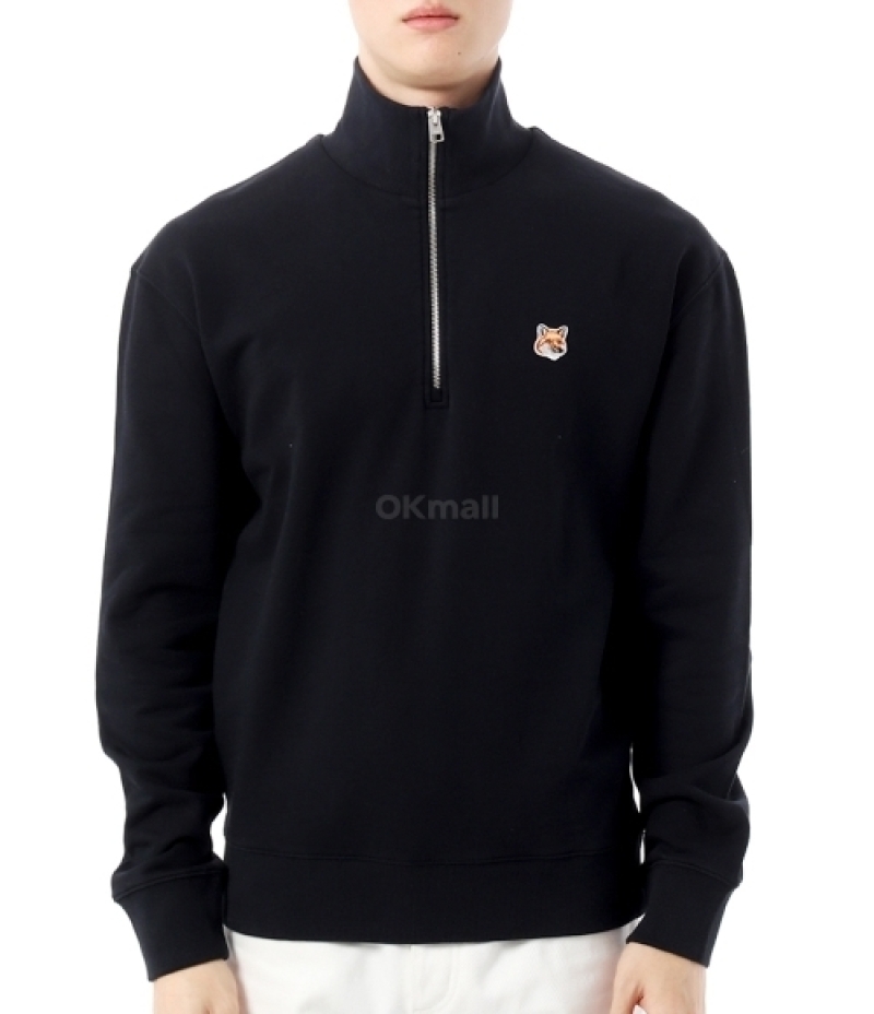 MAISON KITSUNE｜ (FOX HEAD PATCH COMFORT HALF ZIP SWEATS