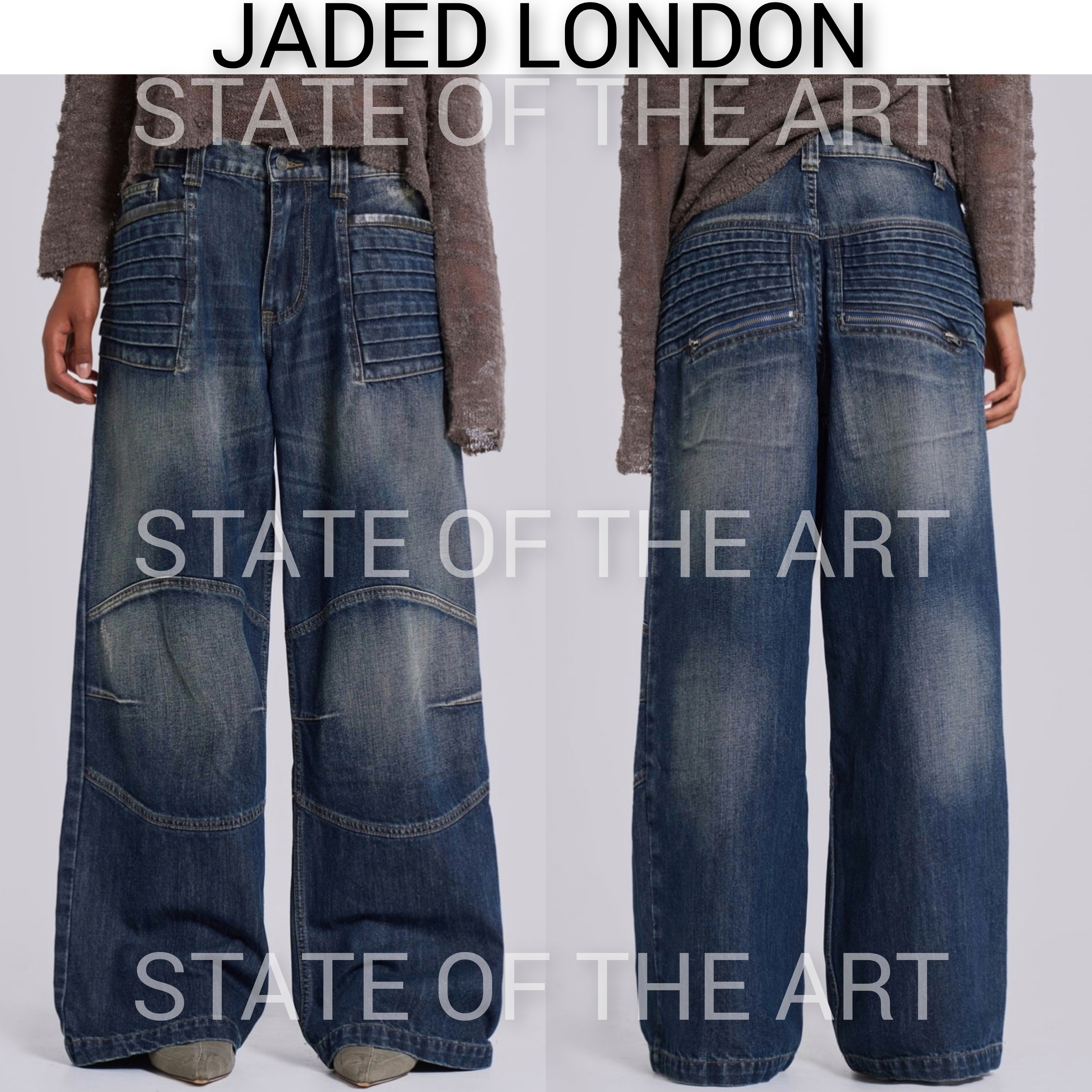 人気【JADED LONDON】Mid Blue Crash Biker Colossus デニム