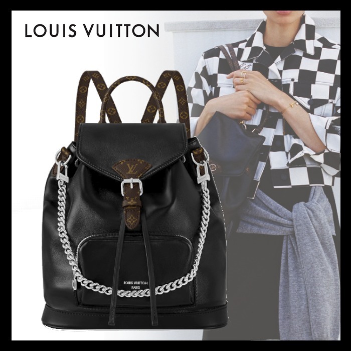 Louis Vuitton《モンスリ NM PM》黒 ラムレザー ロゴ DHL 直営店