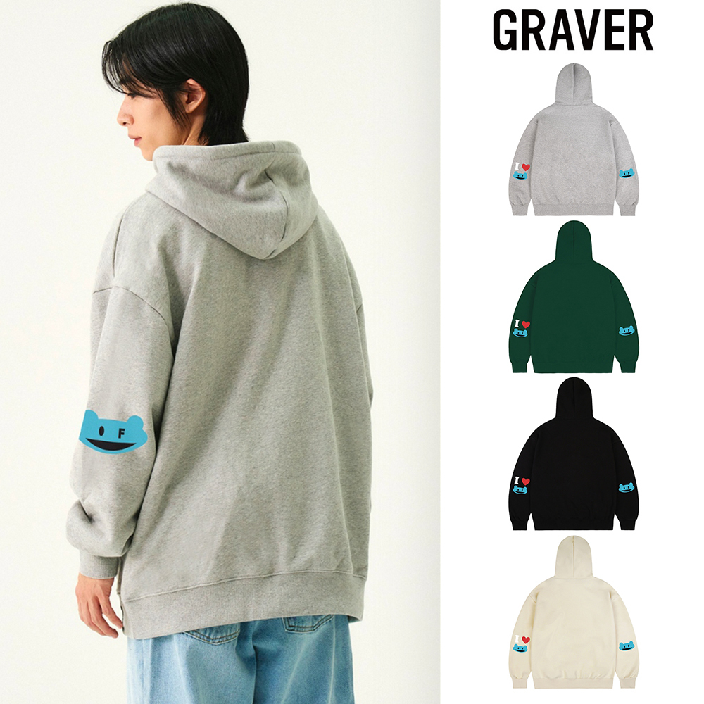 【GRAVER】24FW★ [UNISEX]Elbow I LOVE Hoodie