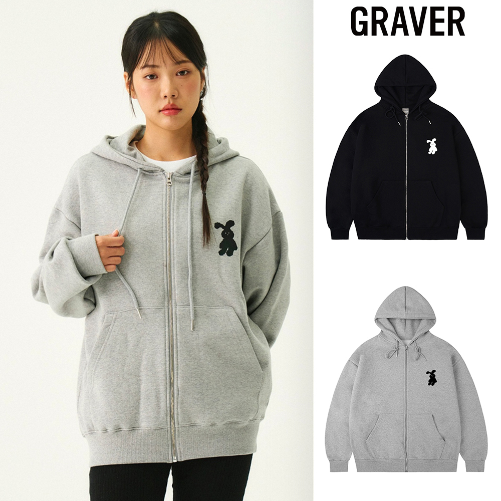 【GRAVER】24FW★ [UNISEX]Small OF Rabbit Hood Zip-Up