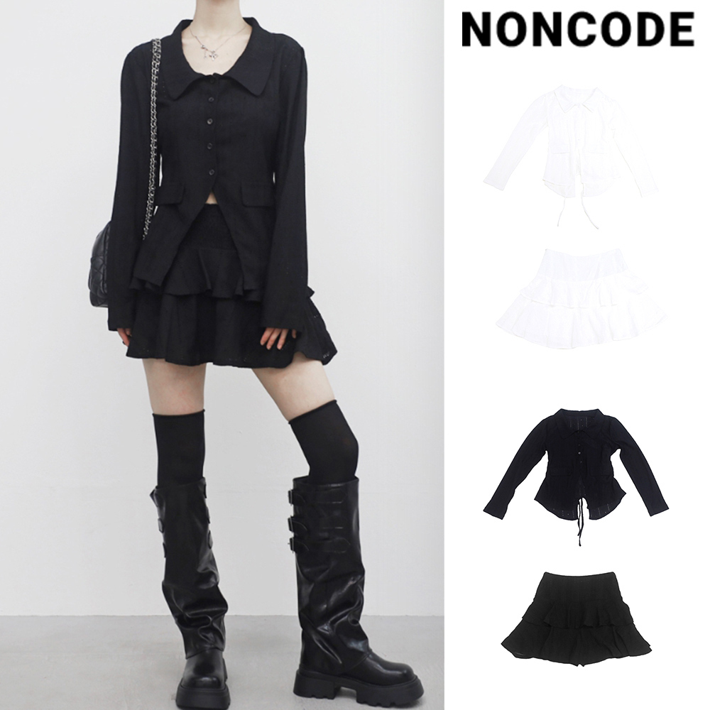 【NONCODE】Peua Backstring Shirt + Tiered Skirt Set