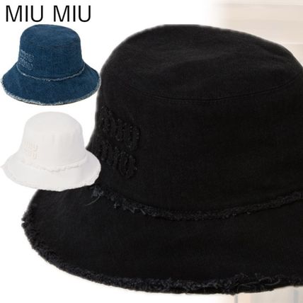 MIUMIU☆ドリルxポプリン バケットハット【国内買付/発送】 国内即発】MIU MIU ギンガムチェック バケットハット (MiuMiu