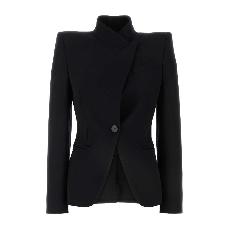 ジャケット alexander mcqueen FW24 Black wool blazer (802643QJACH 1000)