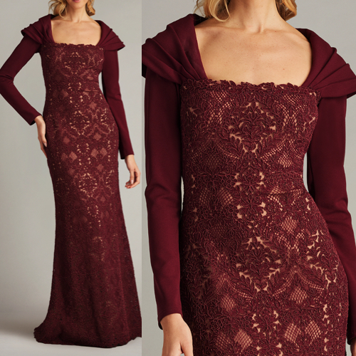 ☆TADASHI SHOJI 花柄レースマキシ丈カクテルドレス☆