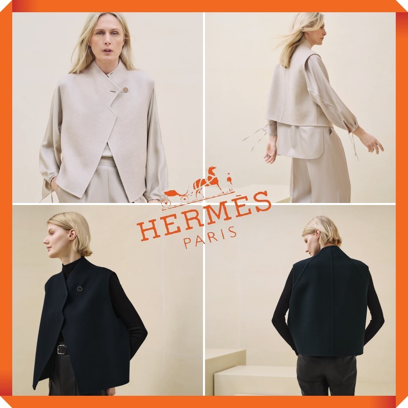 新作☆素敵☆HERMES☆ショートベストジャケット ベビーカシミヤ