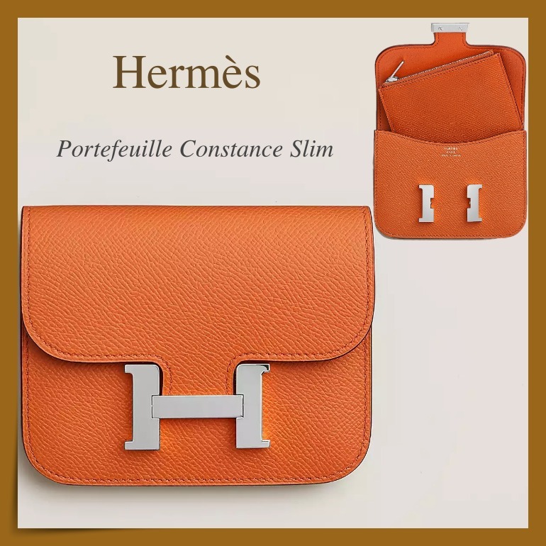 【HERMES】高級感 エレガント オレンジ色☆Constance Slim 財布