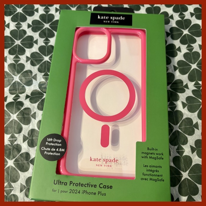 katespade iPhone16Plusケース Protective Pom Pom Pink MagSafe