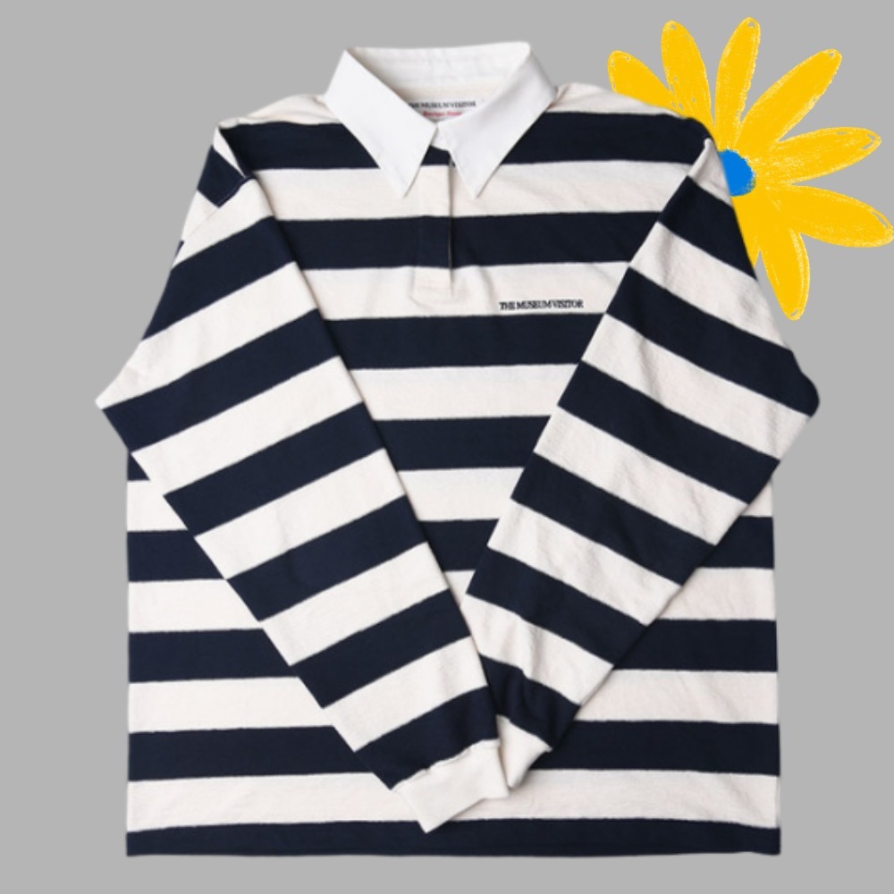 THE MUSEUM VISITOR★韓国★人気 LOGO STITCHED STRIPE PK SHIRT
