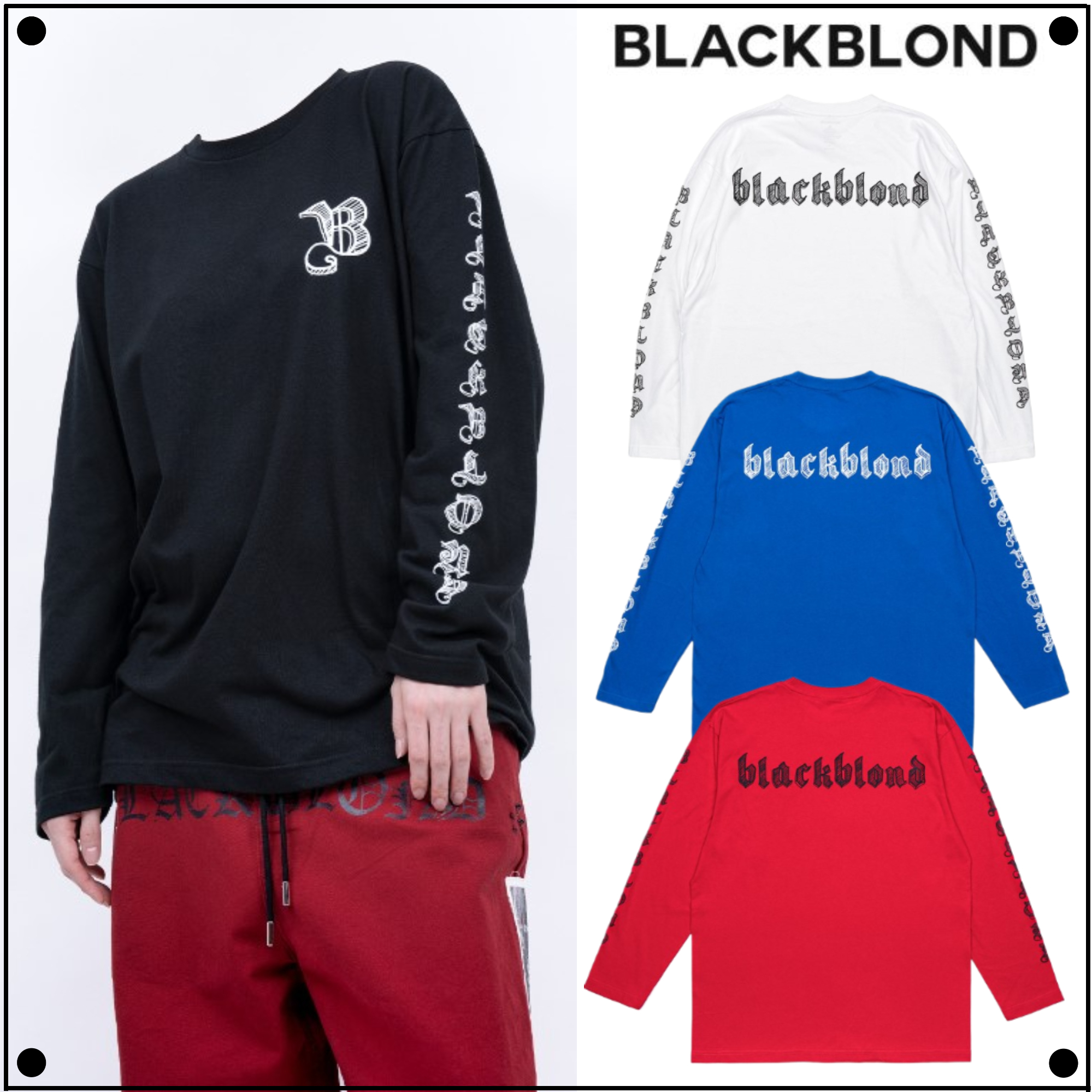BLACKBLONDのVivid Sketch Logo Long Sleeve T-Shirt 全4色