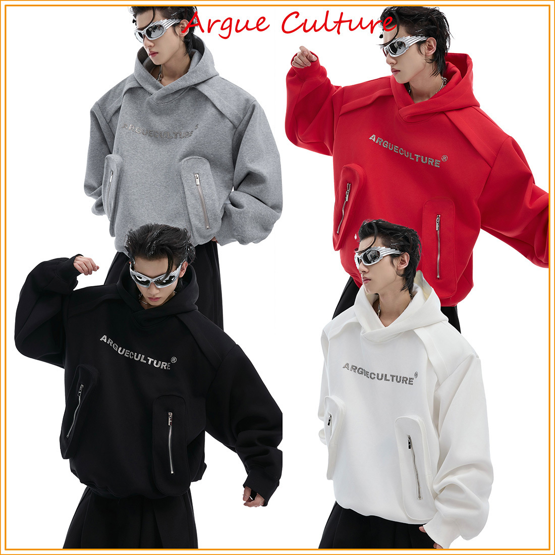 ArguE CulturE フーディ パーカー ロゴ フード付き 男女兼用 4色
