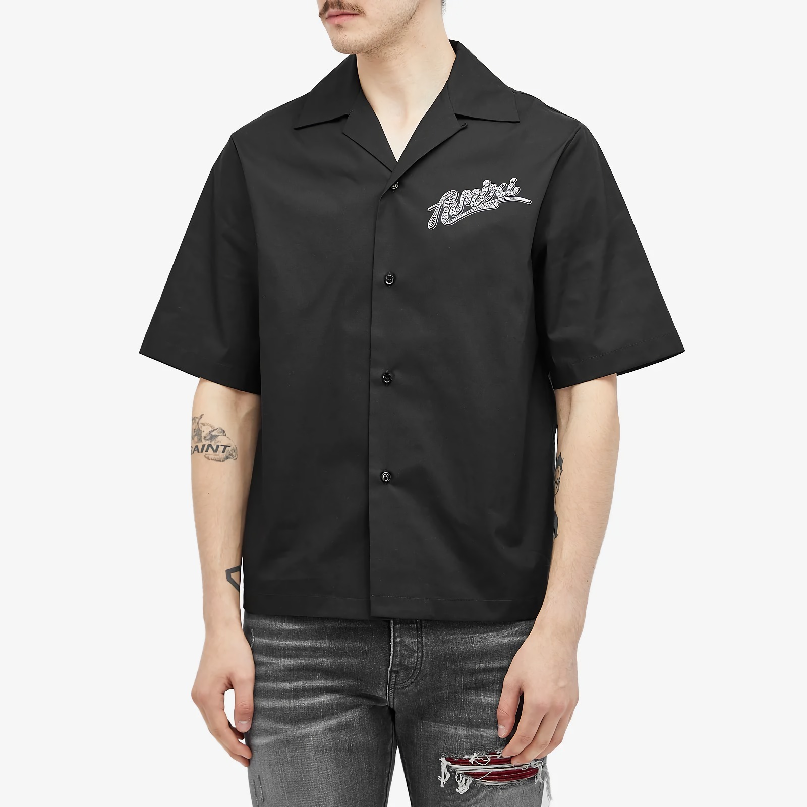 関税送料込【AMIRI】アミリ ブラック Hollywood ベビーTシャツ AMIRI Hollywood T-shirt | Black | FARFETCH