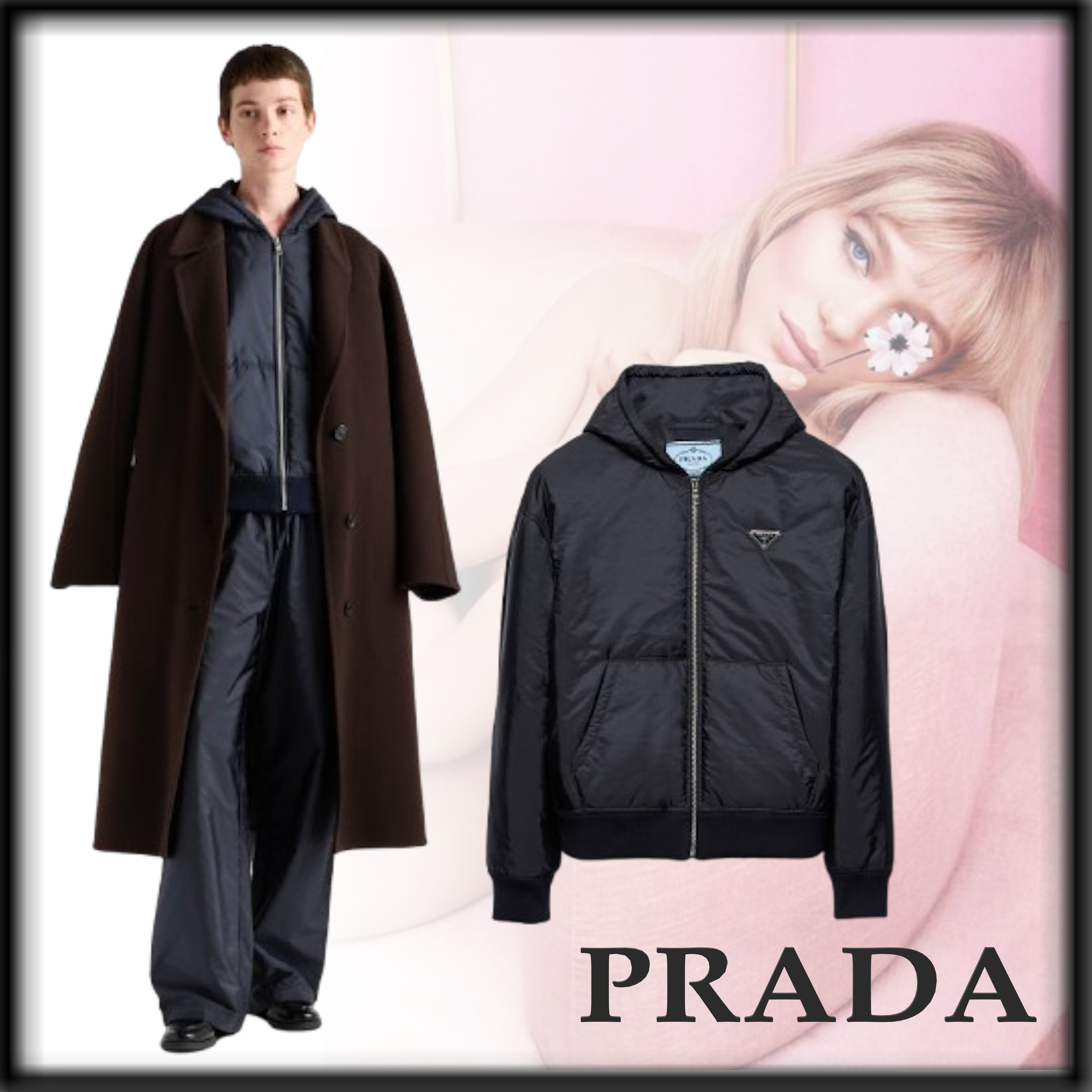 PRADA 洗練 フード付 Lightweight Re-Nylon ブルゾンジャケット
