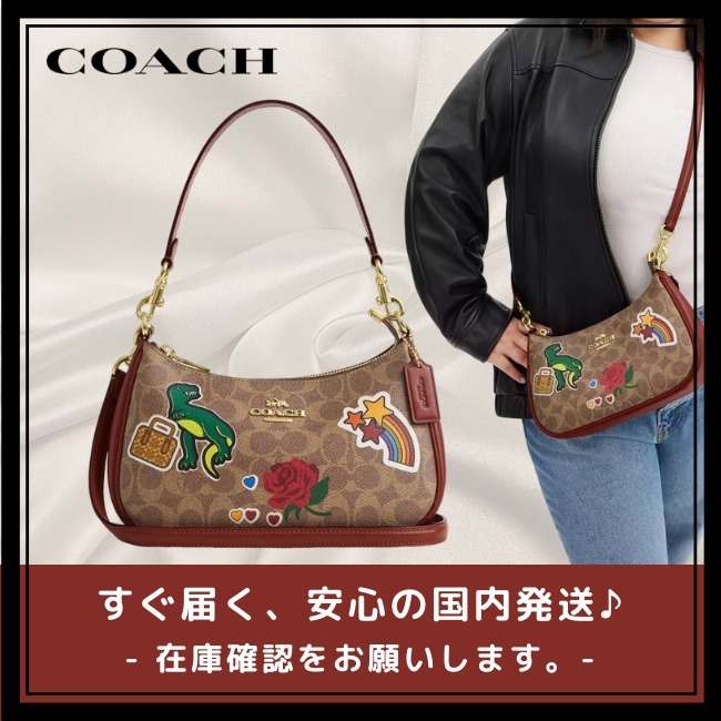 おすすめ COACH ステッカー付きショルダーバッグ バッグ