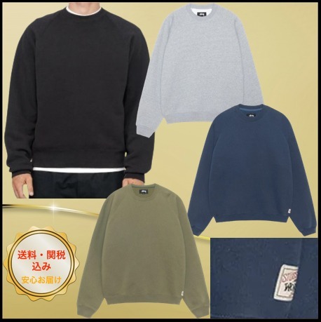 関税込み♪【STUSSY】RAGLAN ★ ロゴ入り クルーネック