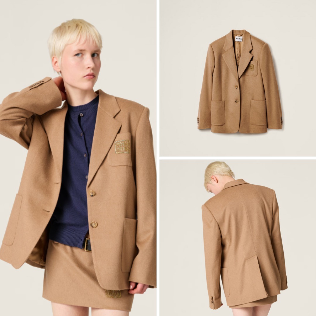 《送料無料》 MIU MIU Single breasted camel jacket