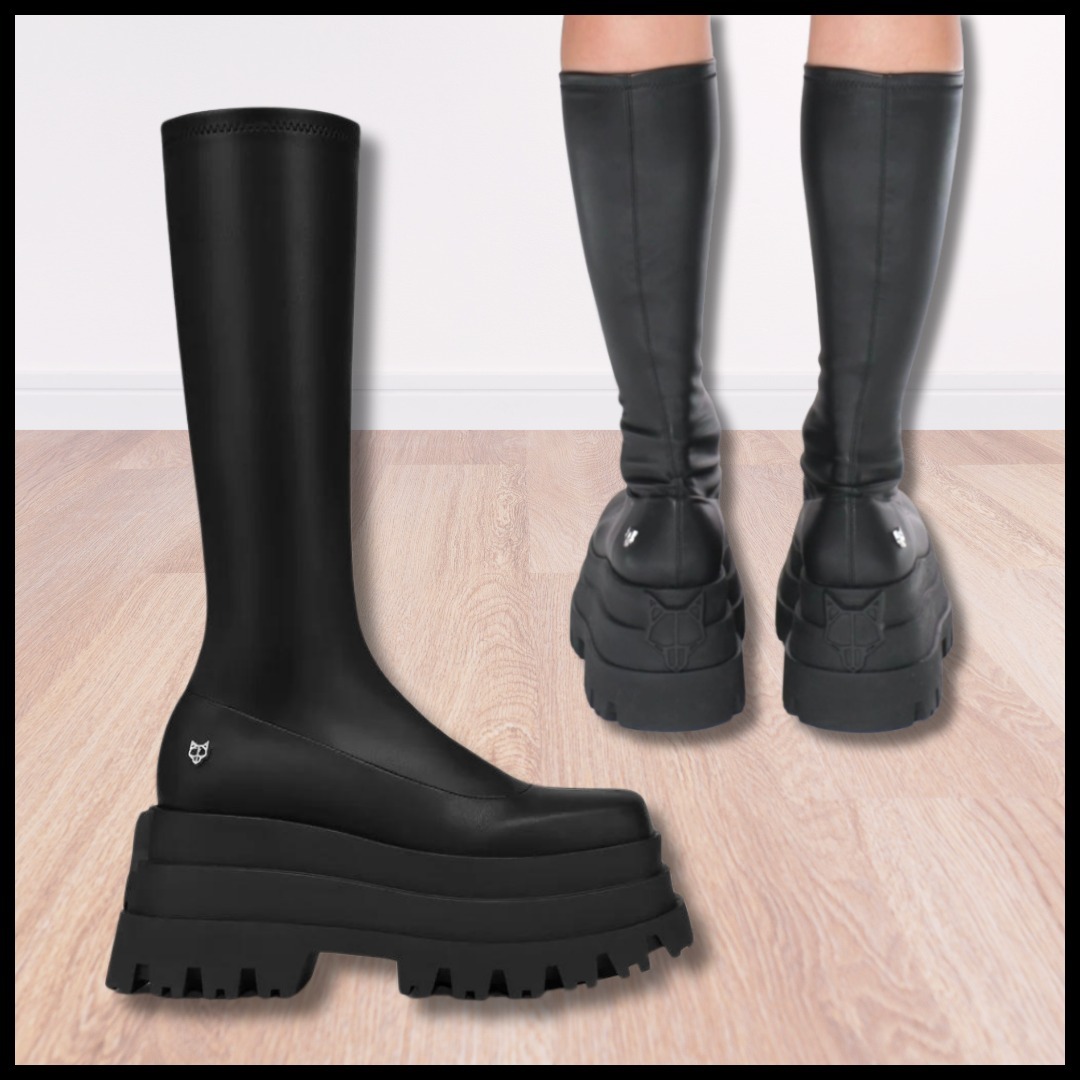 【Naked Wolfe】Sin Black Stretch/厚底ストレッチブーツ/9cm